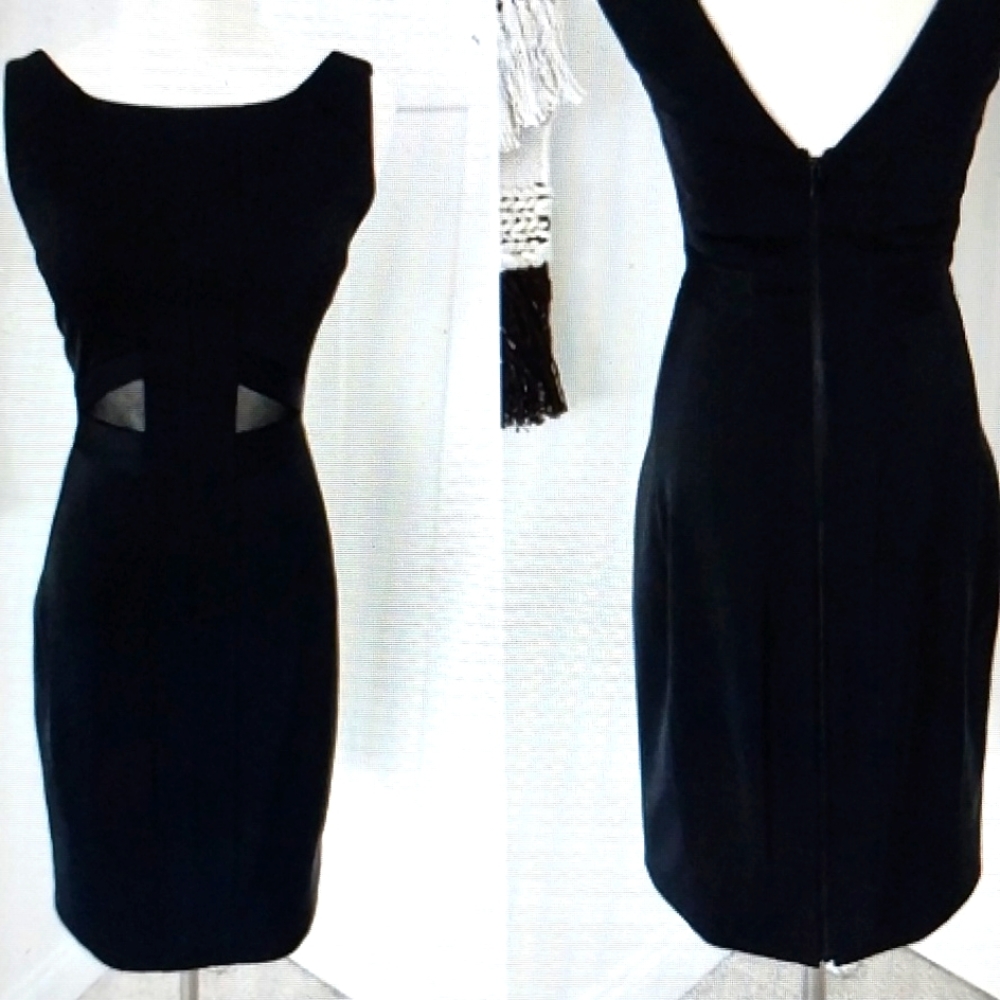 Rebecca Minkoff Dress Midi Small Cutout With Mesh Black Size 4